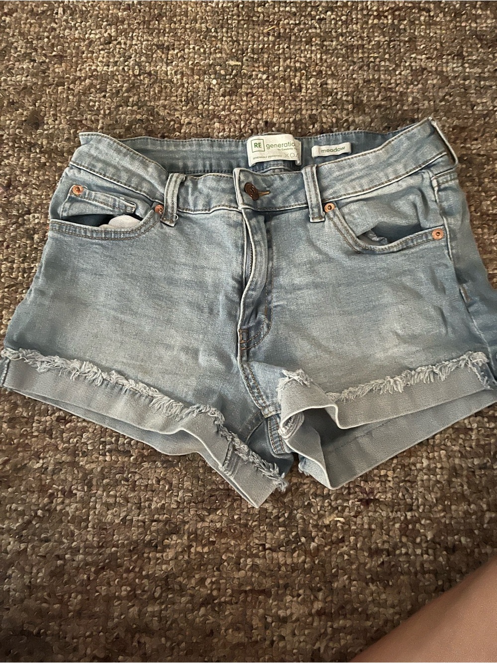 Light Wash Denim Cutoff Shorts - Light Blue